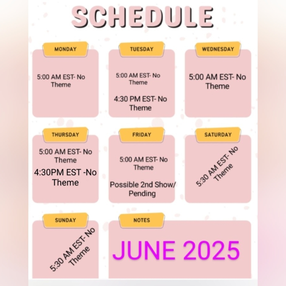 LIVE SHOW Schedule - Picture 1 of 4